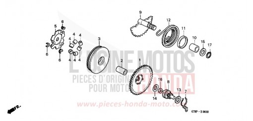 COTE SECONDAIRE/ AXE DE KICKSTARTER PK50MP de 1993